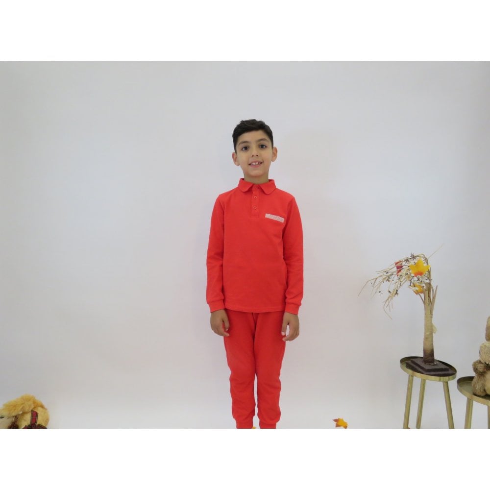 Daniel Red Plain Boys Polo Tracksuit