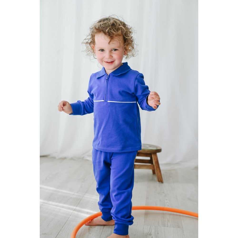 Vince Boys Plain Zip Up Polo Tracksuit Royal Blue