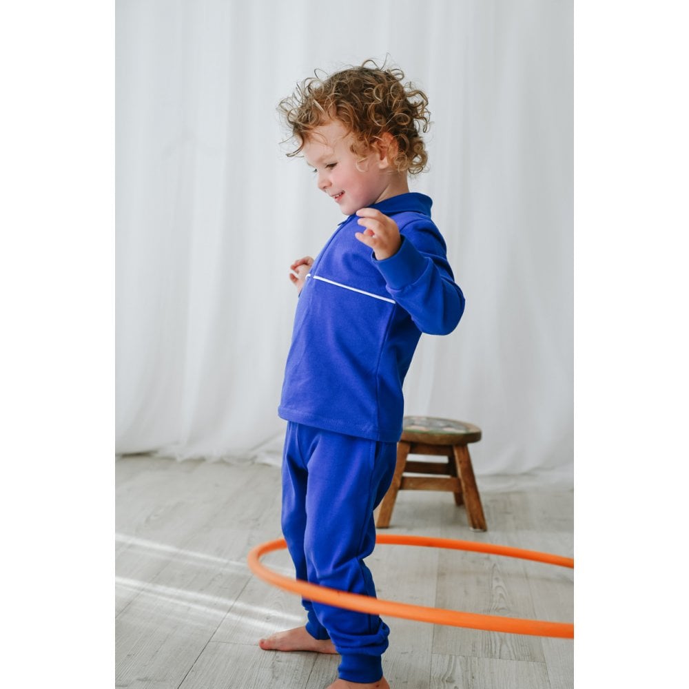 Vince Boys Plain Zip Up Polo Tracksuit Royal Blue