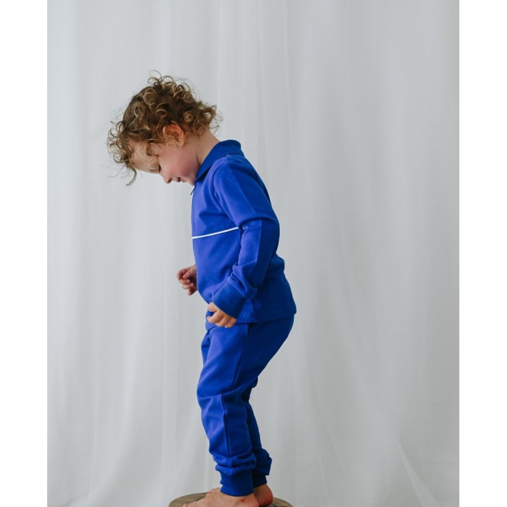 Vince Boys Plain Zip Up Polo Tracksuit Royal Blue