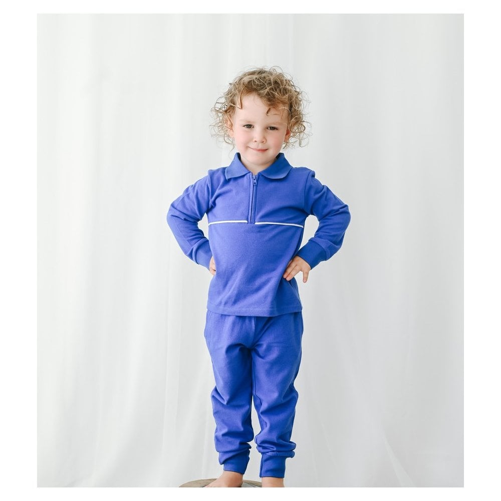 Vince Boys Plain Zip Up Polo Tracksuit Royal Blue