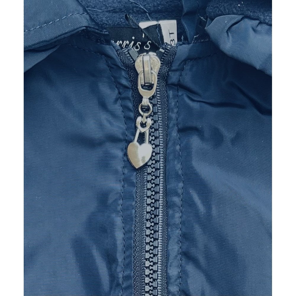 Maeve Girls Ruffle Fleece Lined Rain Mac Navy