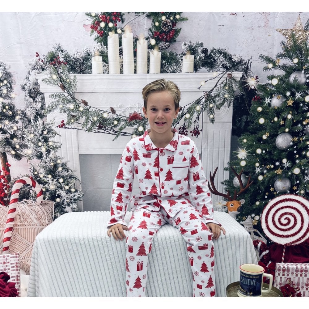 Christmas Pyjamas Red & White Pattern Boys