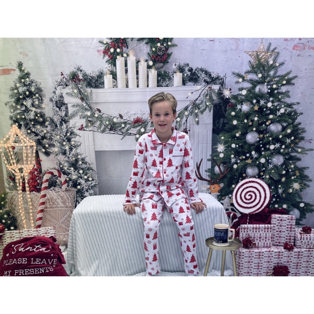 Christmas Pyjamas Red & White Pattern Boys