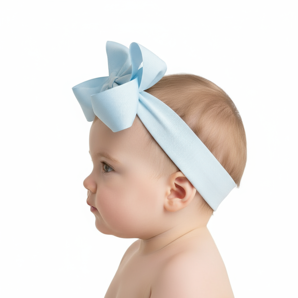 Large Bow Baby Headband Baby Blue