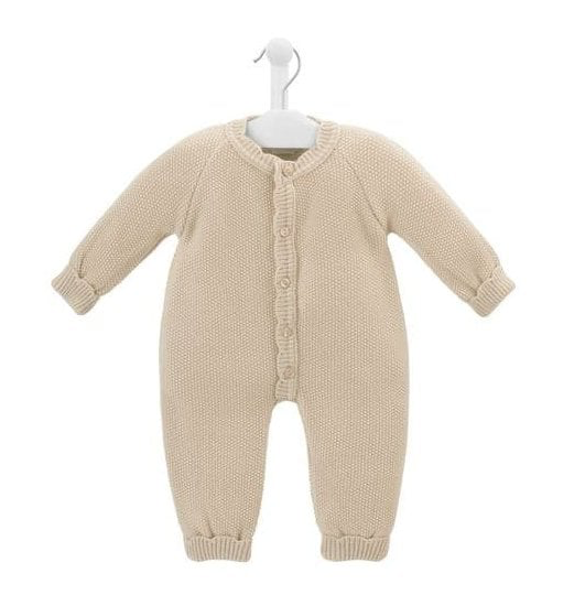 A4953 Scallop Edge Knitted Onesie Taupe