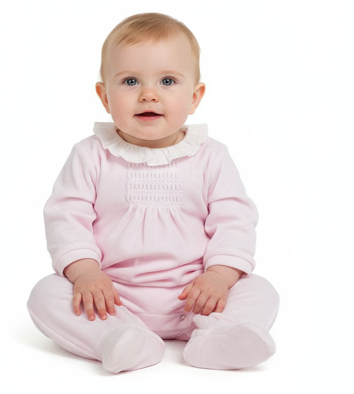 19822 Baby Girls Velour Babidu Babygrow