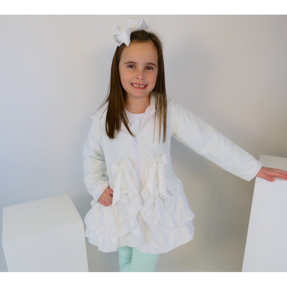 Martine Girls White Frilly Ruffle Mac