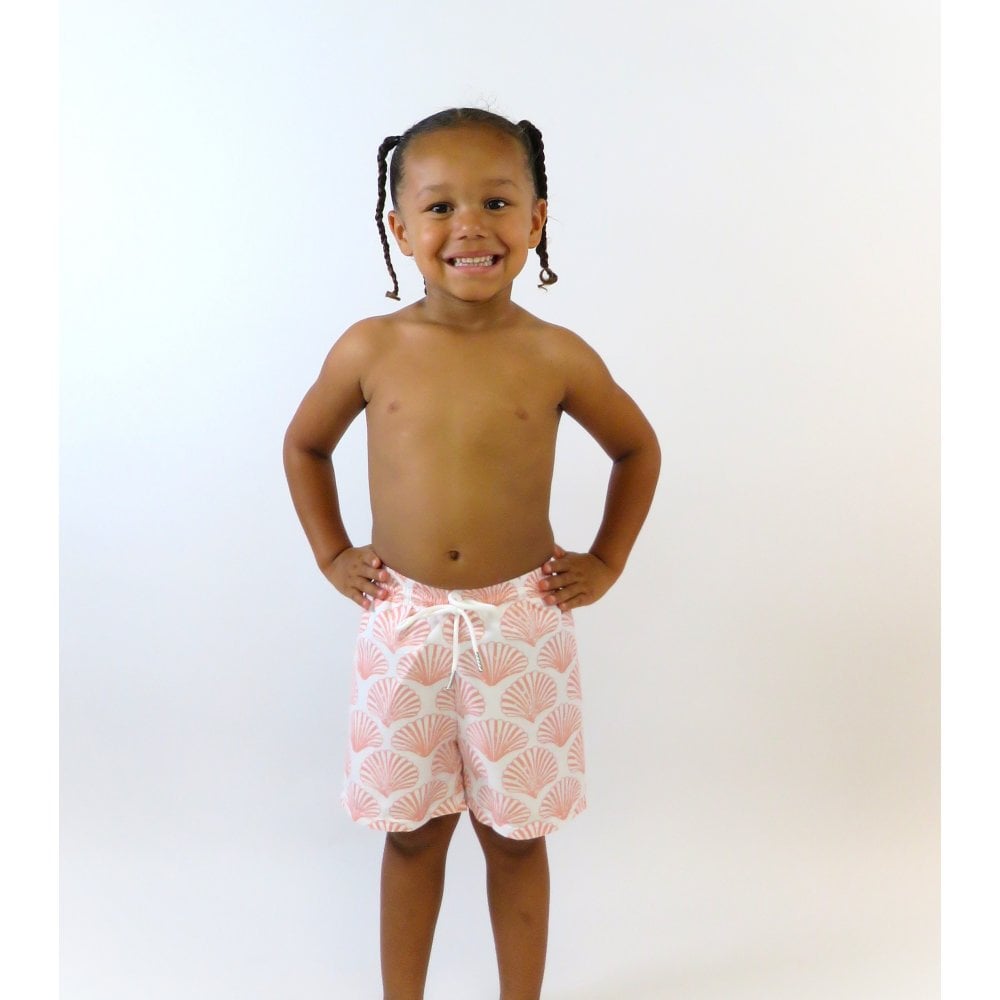 Sheldon Boys Shell Print Swimming Trunks Peach