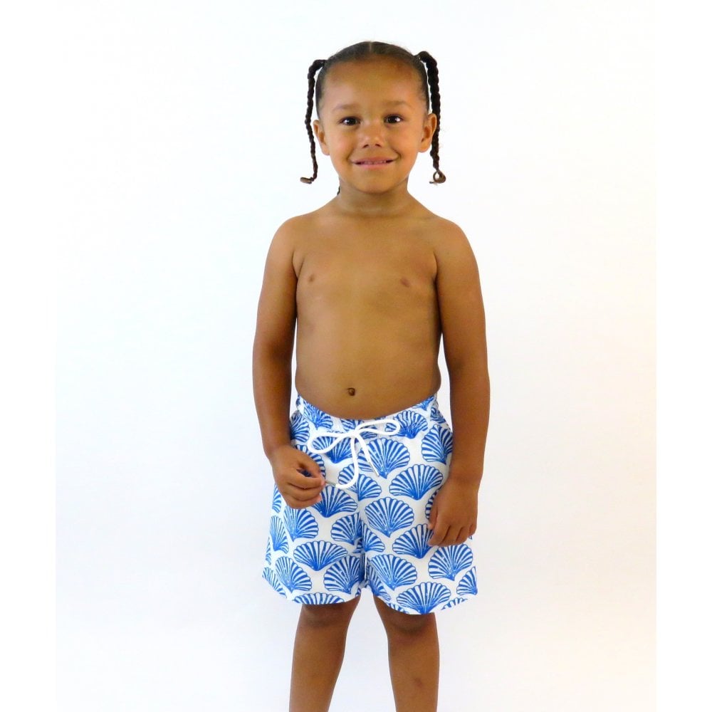 Sheldon Boys Shell Print Swimming Trunks Royal Blue