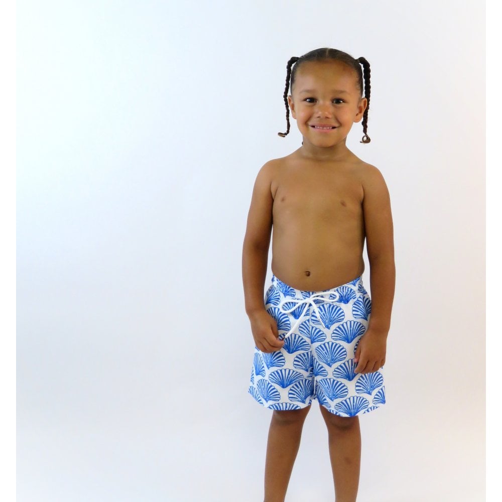 Sheldon Boys Shell Print Swimming Trunks Royal Blue