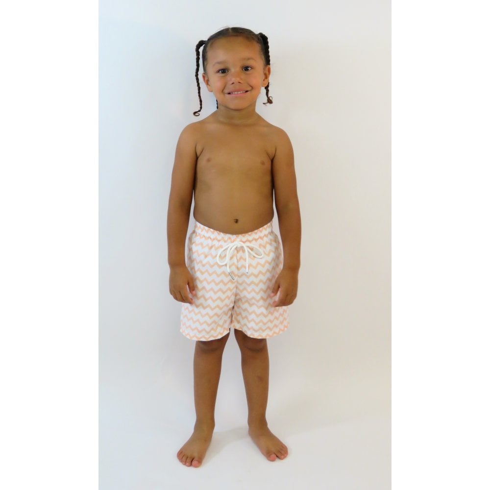 Ziggy Boys Zig Zag Pattern Swimming Trunks Peach