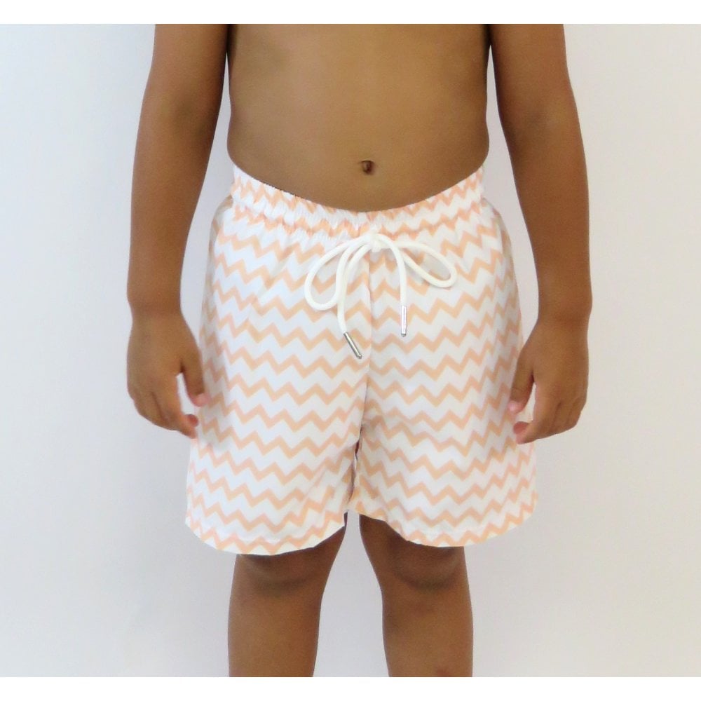 Ziggy Boys Zig Zag Pattern Swimming Trunks Peach