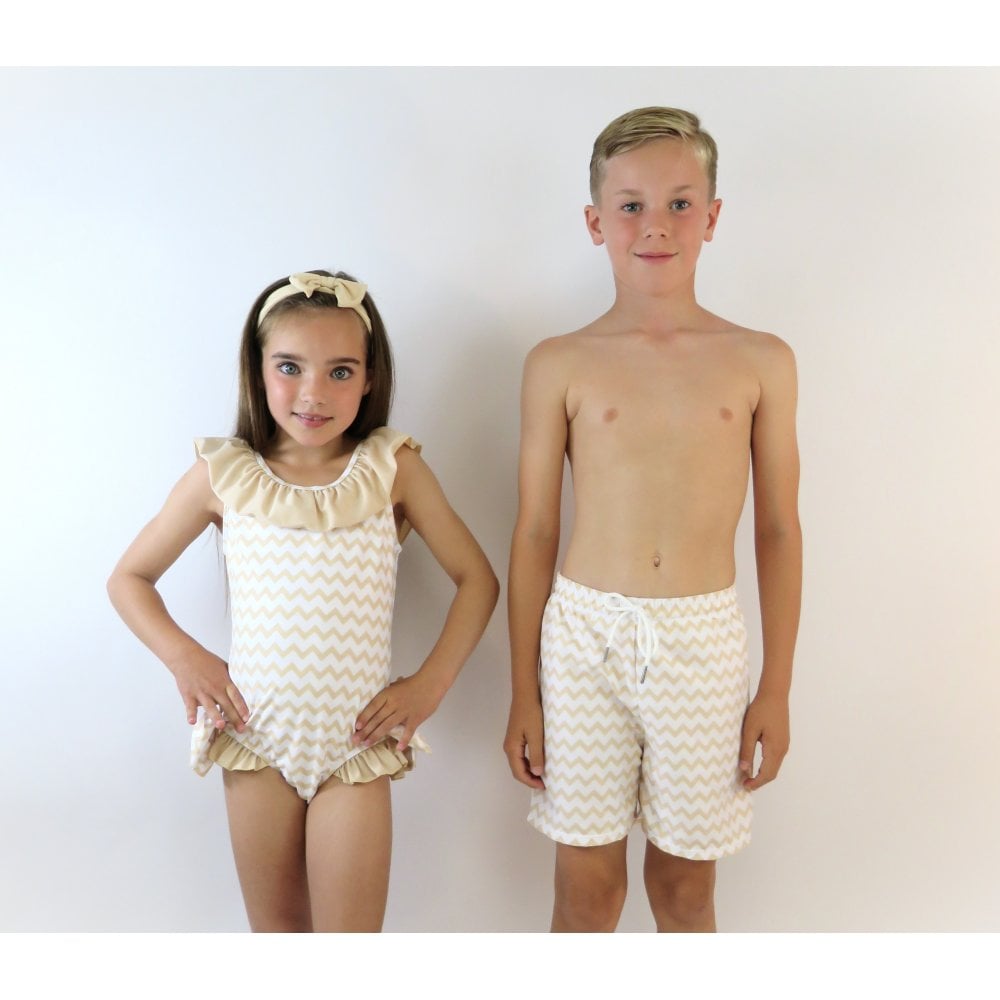 Ziggy Boys Zig Zag Swimming Trunks Camel