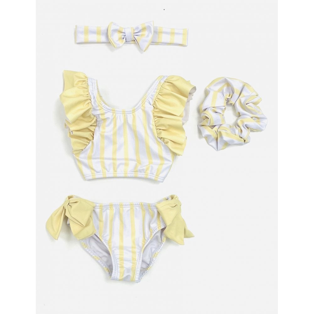 Sana Girls Striped Frilly Bikini Lemon
