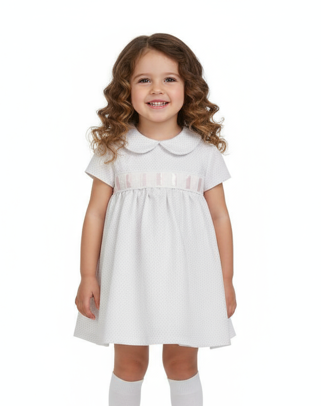 24BB-670 Baby Girls Pink Spotty Dress