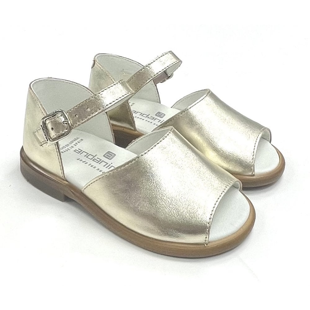 171835 Girls Gold Leather Andanines Sandal