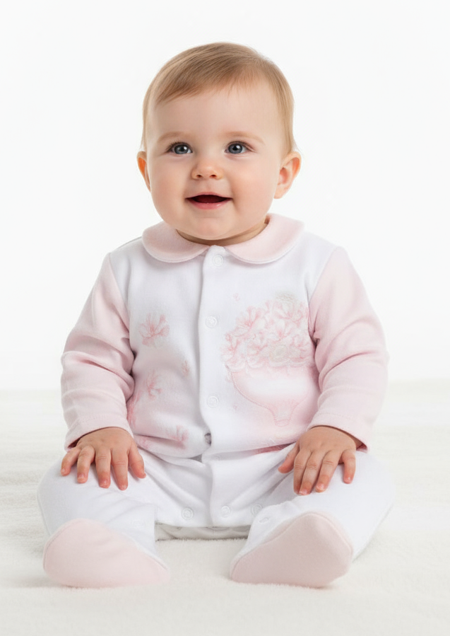 Baby Girls Hot Air Balloon Baby Grow Pink
