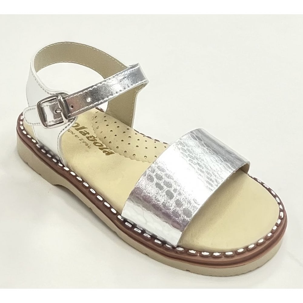 E079 Girls Croc Print Sandal Silver