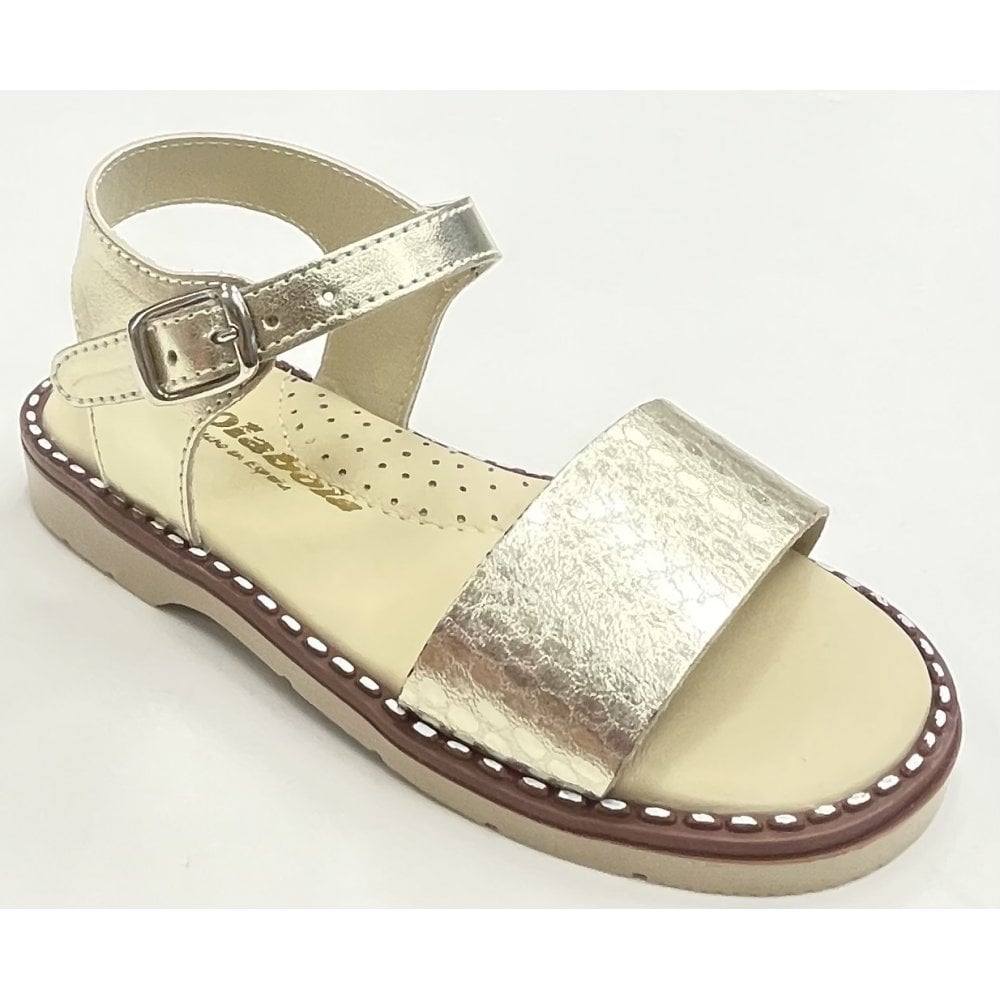 E079 Girls Croc Print Sandal Gold