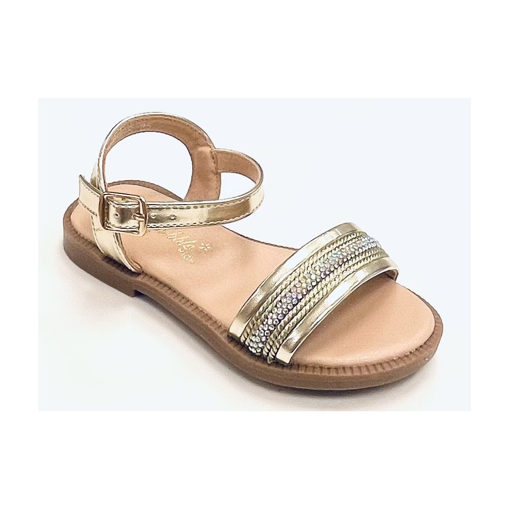 C1104 Girls Diamante Sandal - Gold