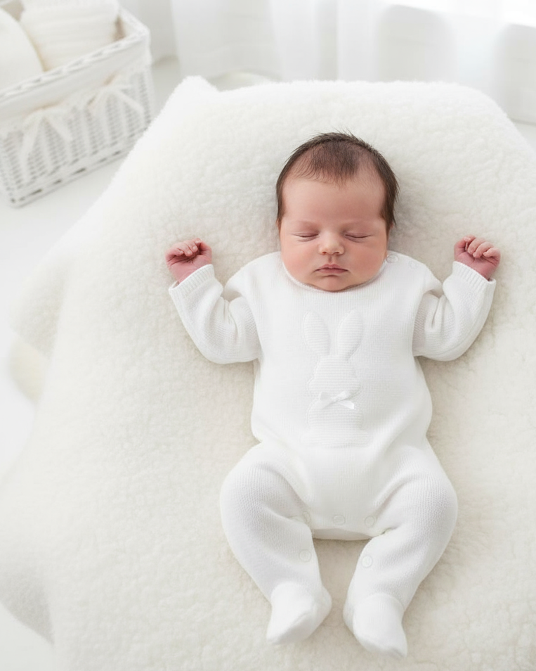 A4423 Bunny Babygrow Unisex White