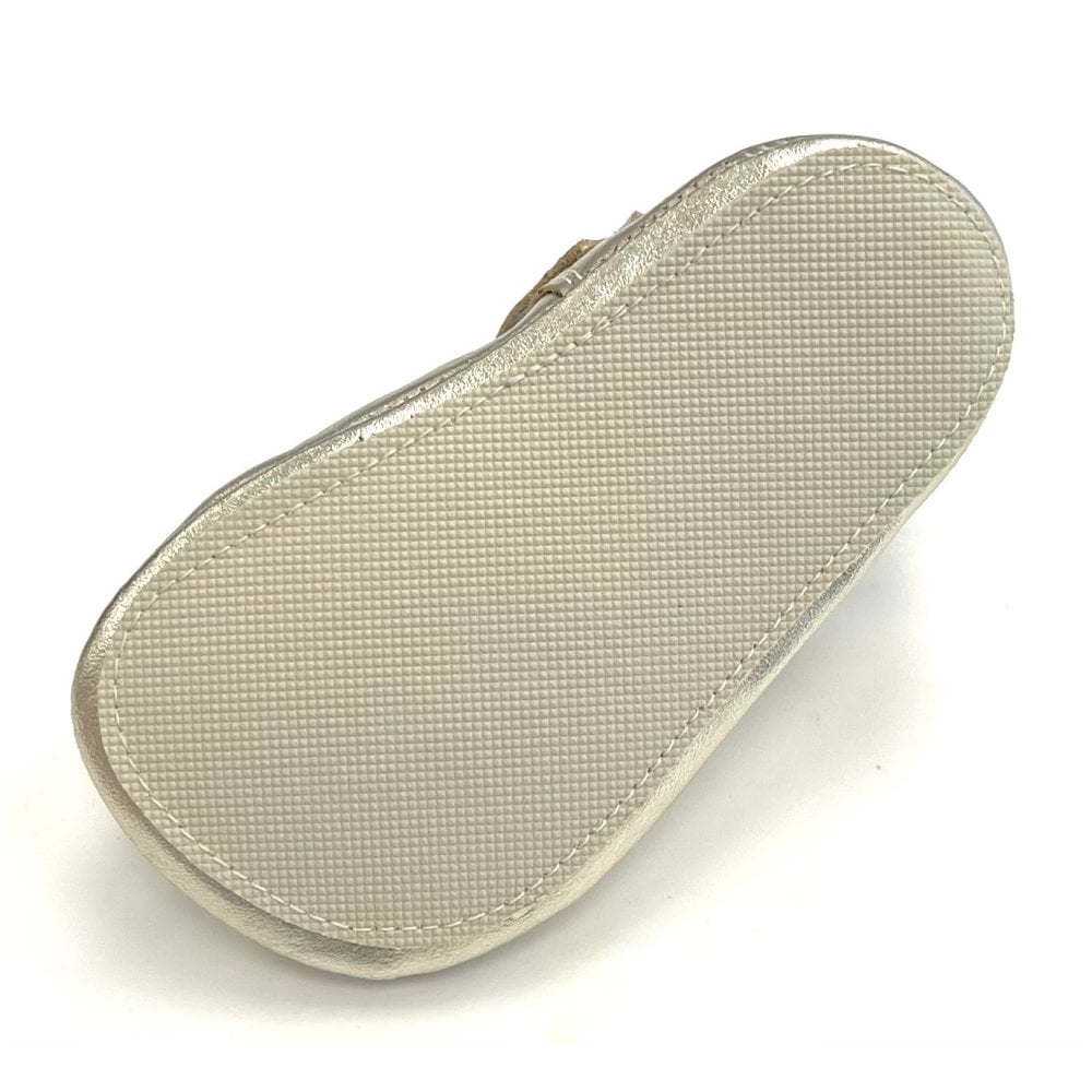 161002 Gold Leather T-Bar Shoe