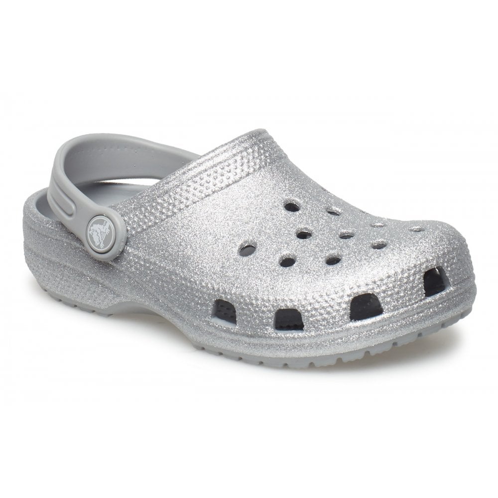 Crocs Classic Girls Silver Glitter Clog