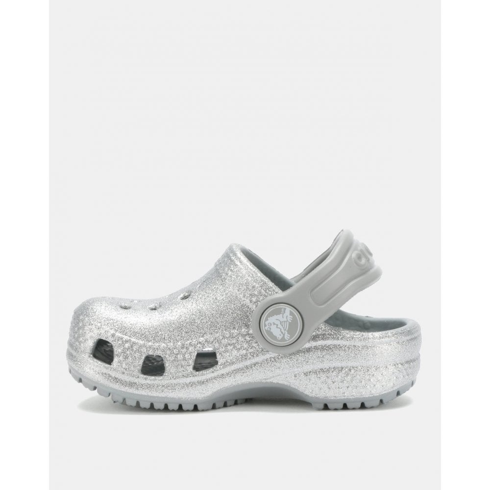Crocs Classic Girls Silver Glitter Clog
