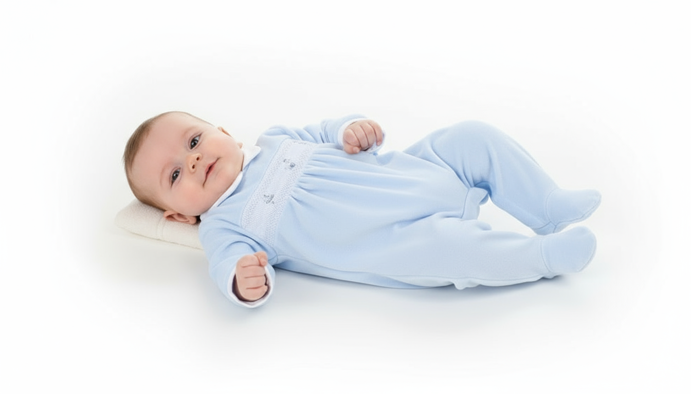 AV2079 Spinning Top Smocked Babygrow Blue
