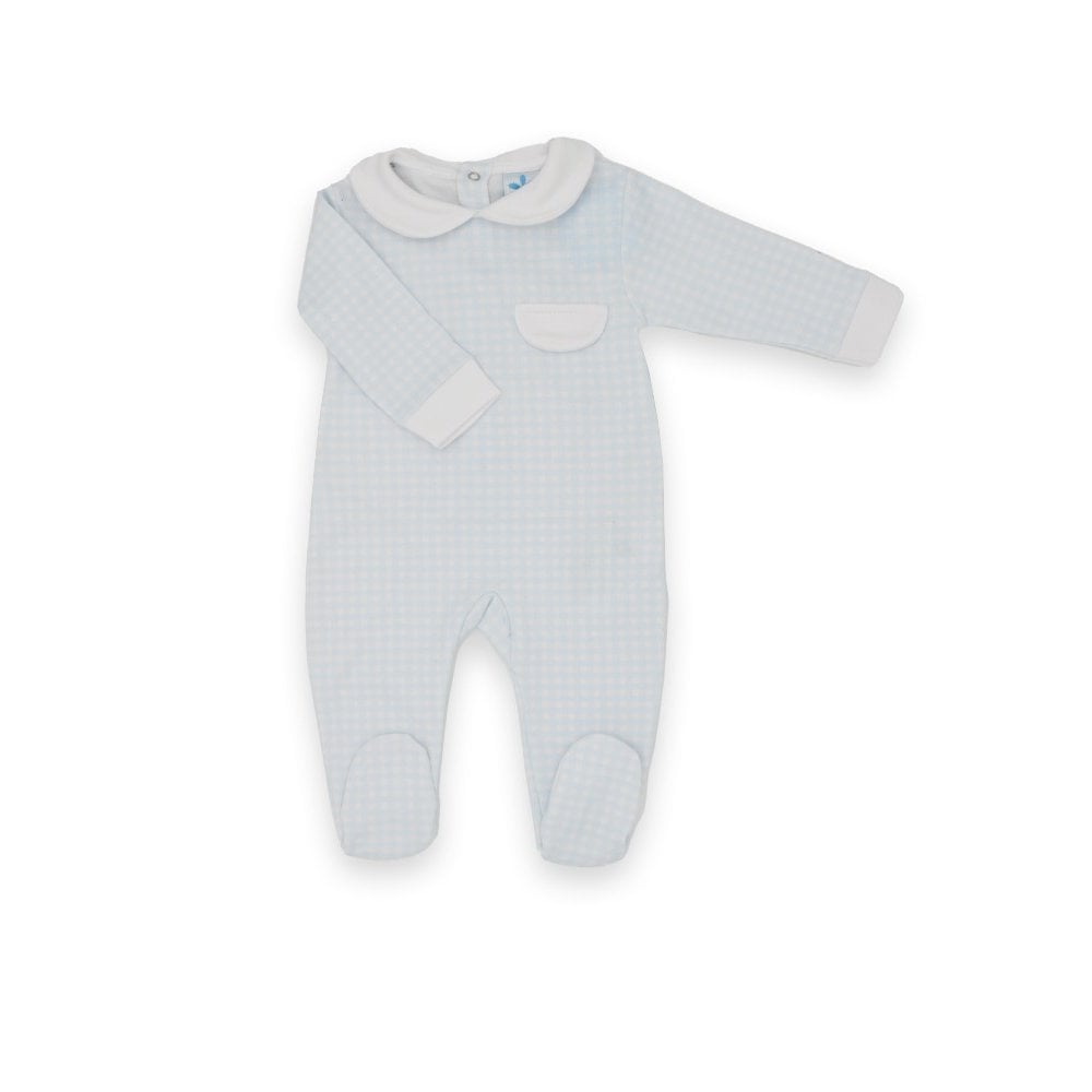 24HA-746 Baby Boys Blue Check Babygrow
