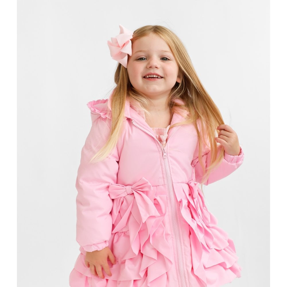 Peyton Girls Padded Ruffle Coat Pink