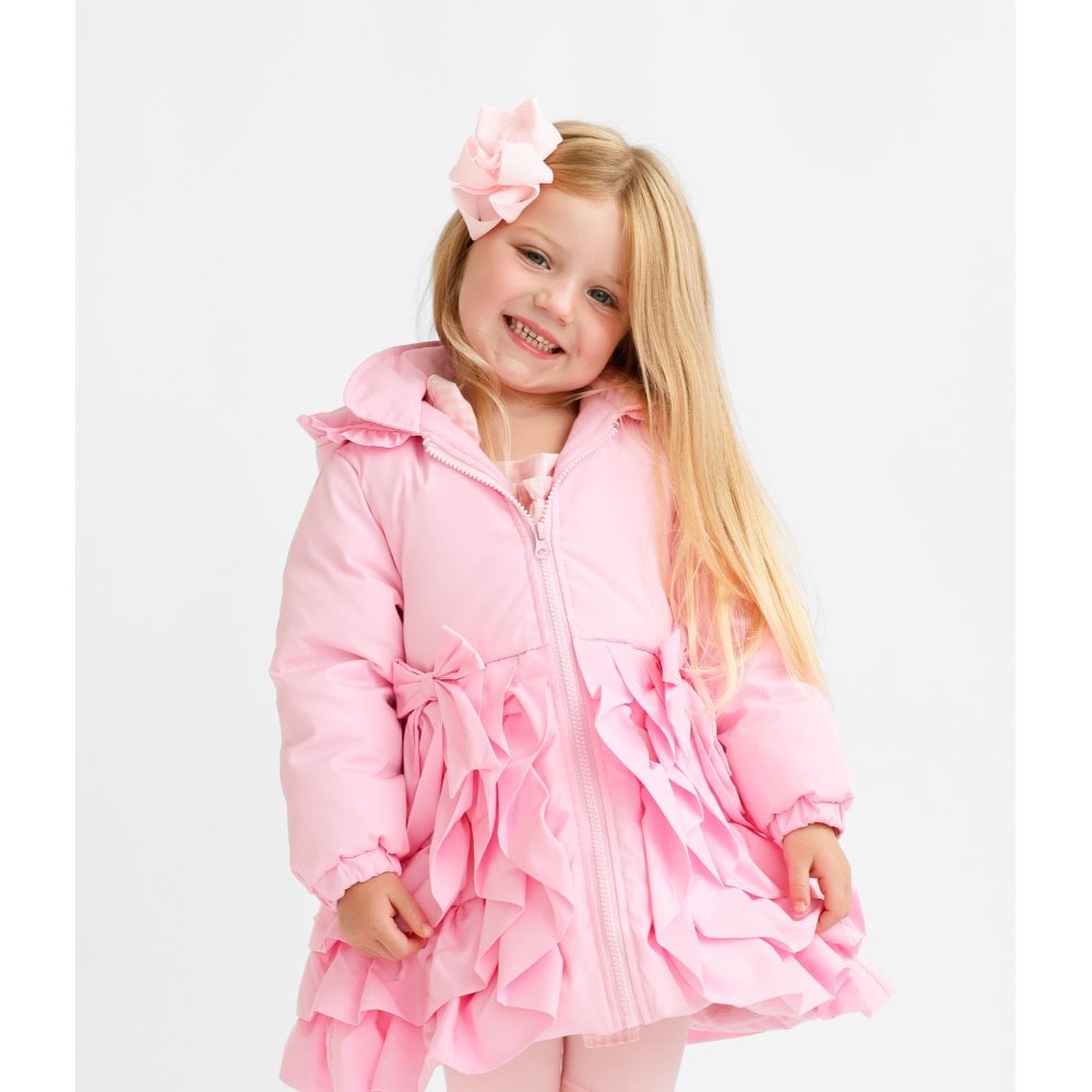 Peyton Girls Padded Ruffle Coat Pink