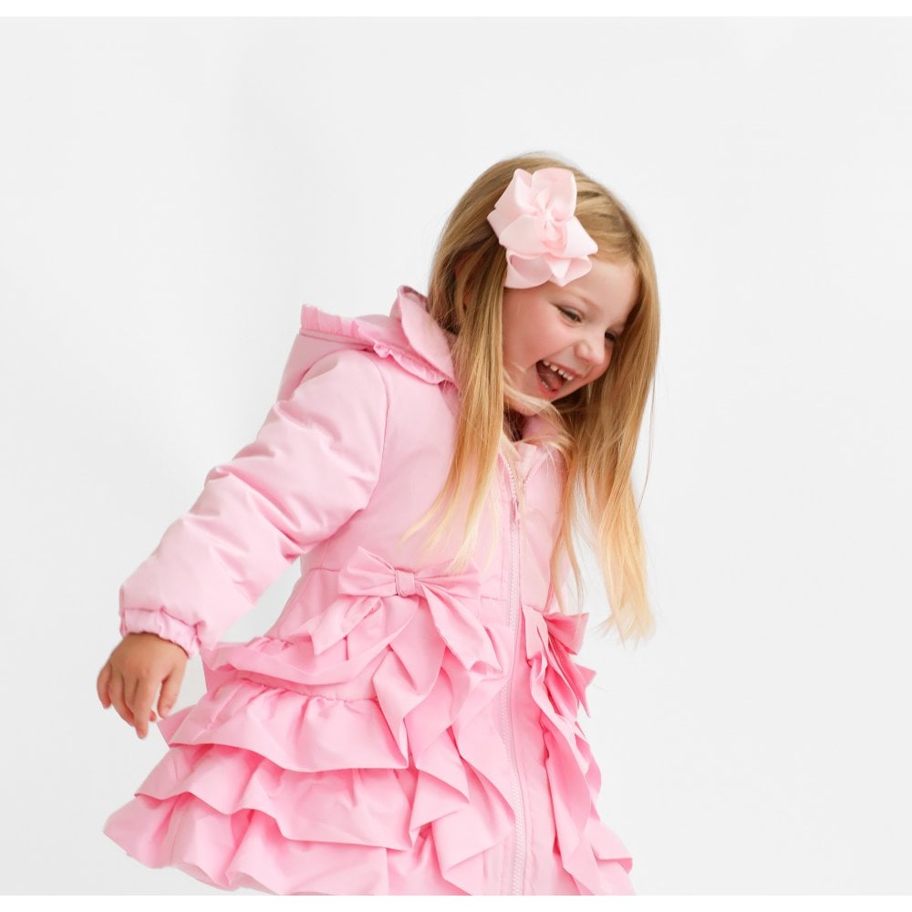 Peyton Girls Padded Ruffle Coat Pink