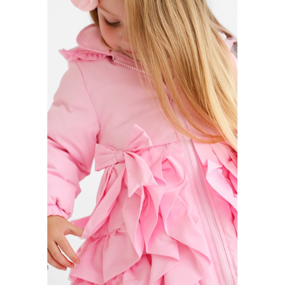 Peyton Girls Padded Ruffle Coat Pink