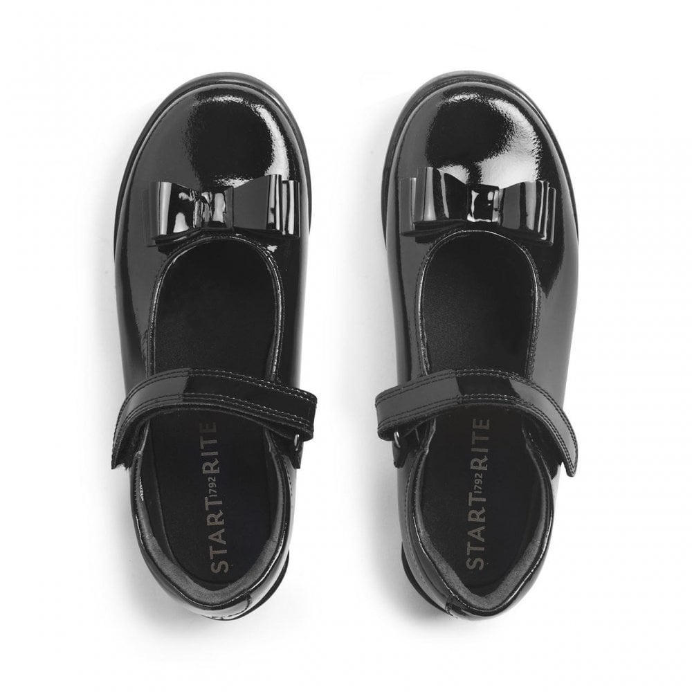 Flourish Girls Black Patent School Shoes