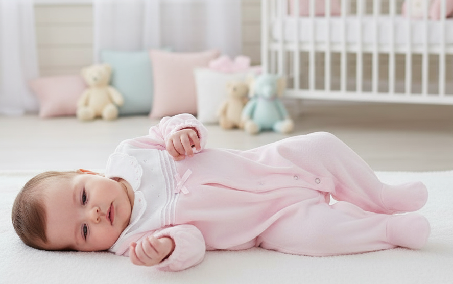 024HA-749 Pink Velour Babygrow