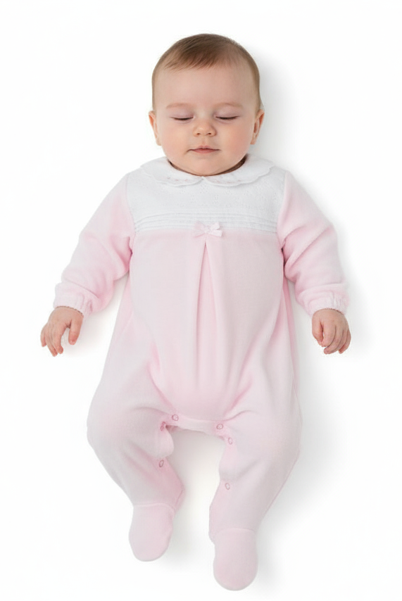 024HA-749 Pink Velour Babygrow
