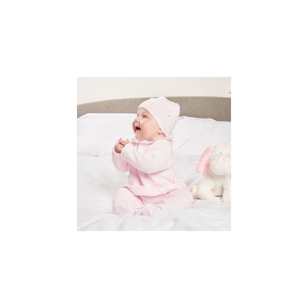 A4017 Pink Knitted Set With Hat