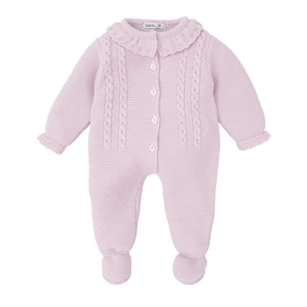 11759 Pink Knitted Romper With Bonnet