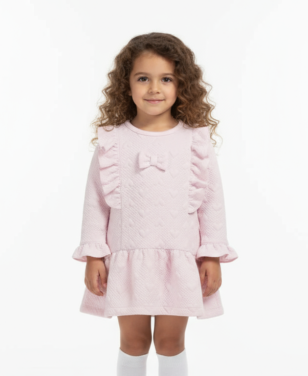MB6142 Girls Pink Frilly Bow Dress