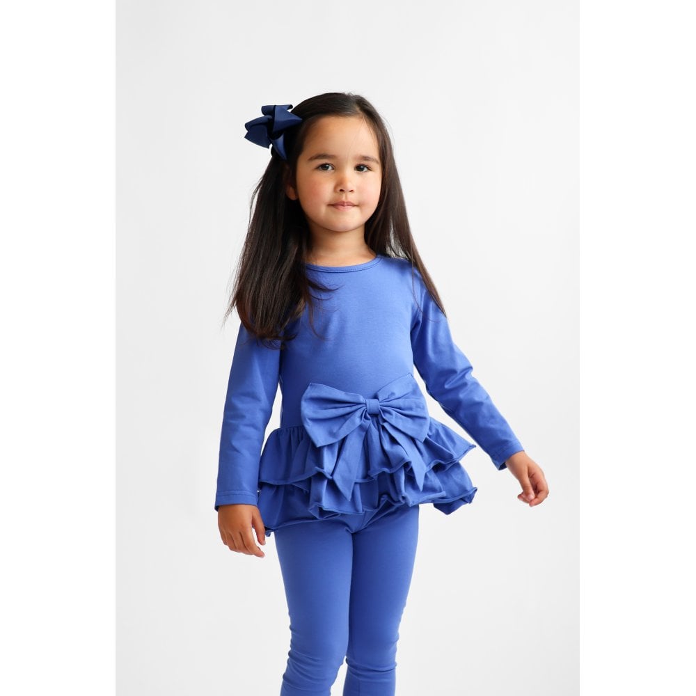 Hallie Girls Frilly Bow Tracksuit Royal Blue