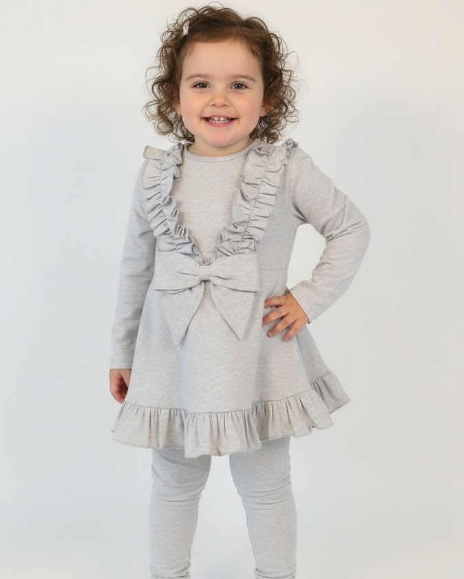 Faye Girls Ruffle Bow Tracksuit Grey