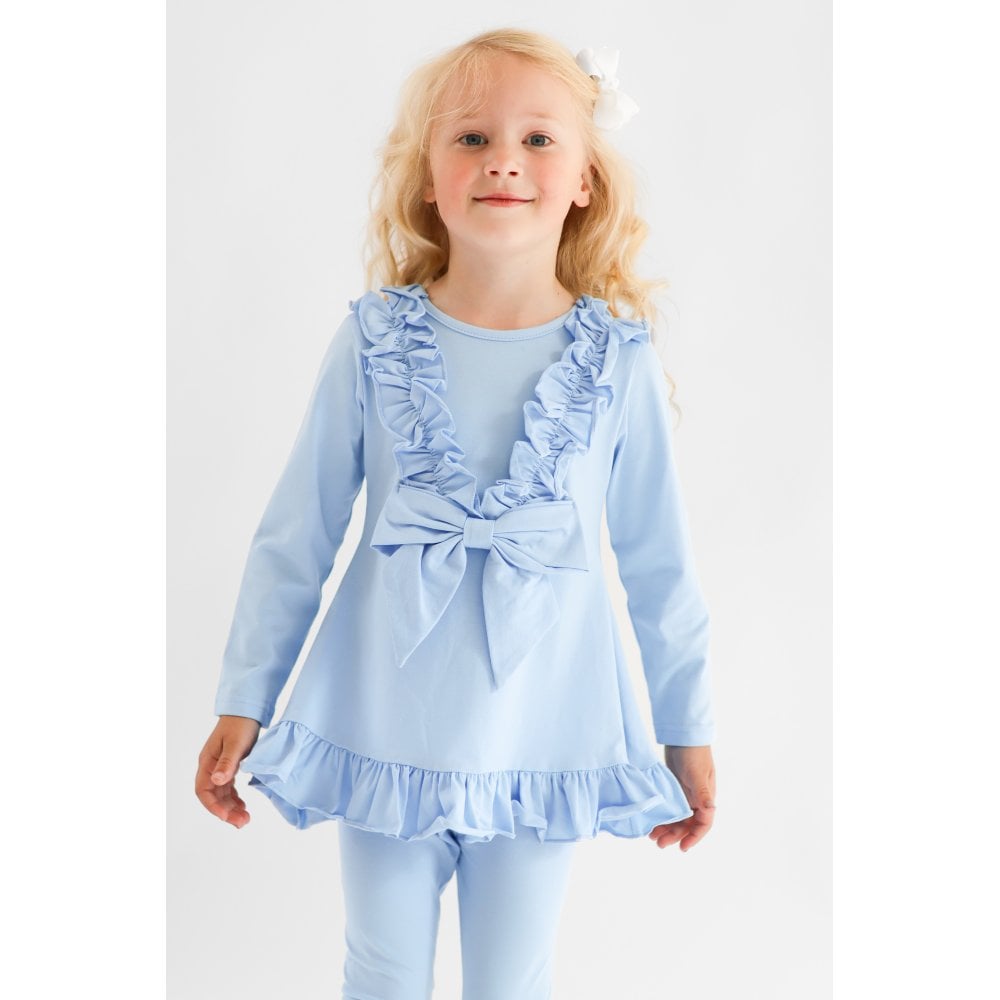Faye Girls Ruffle Bow Tracksuit Blue