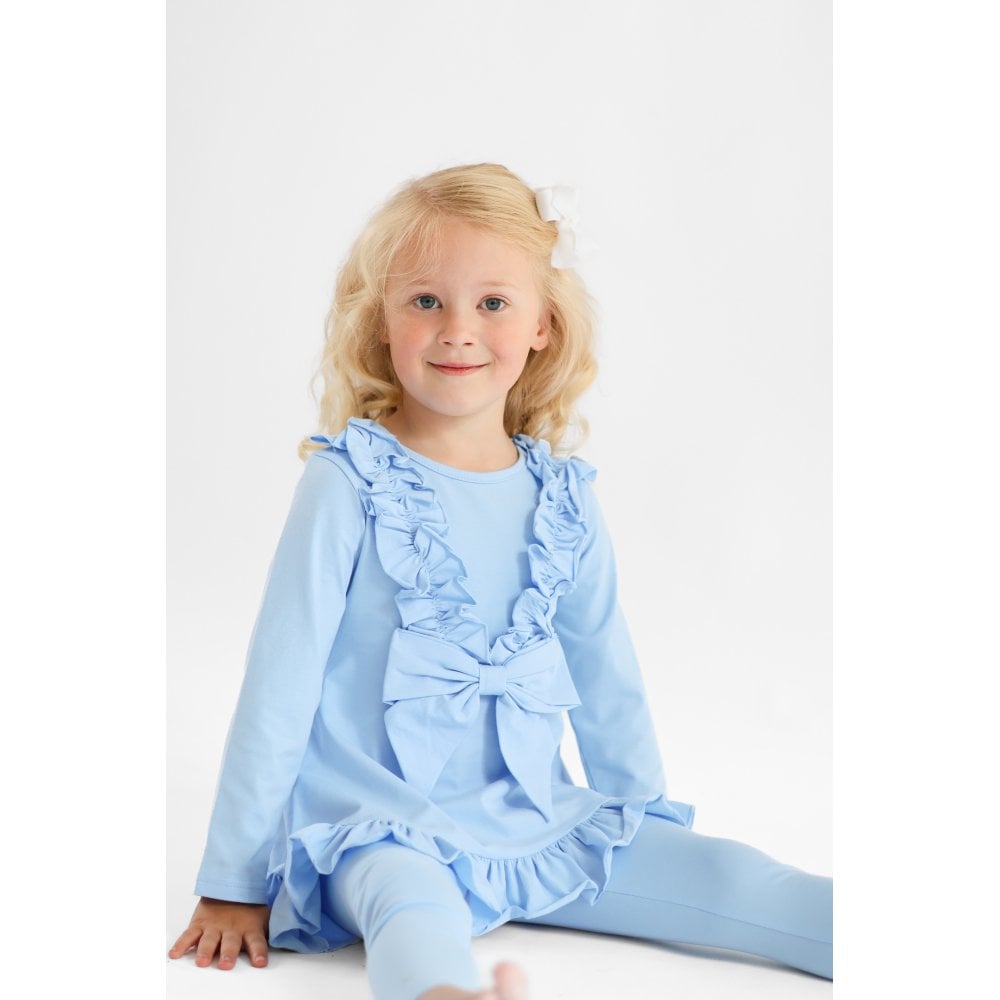Faye Girls Ruffle Bow Tracksuit Blue