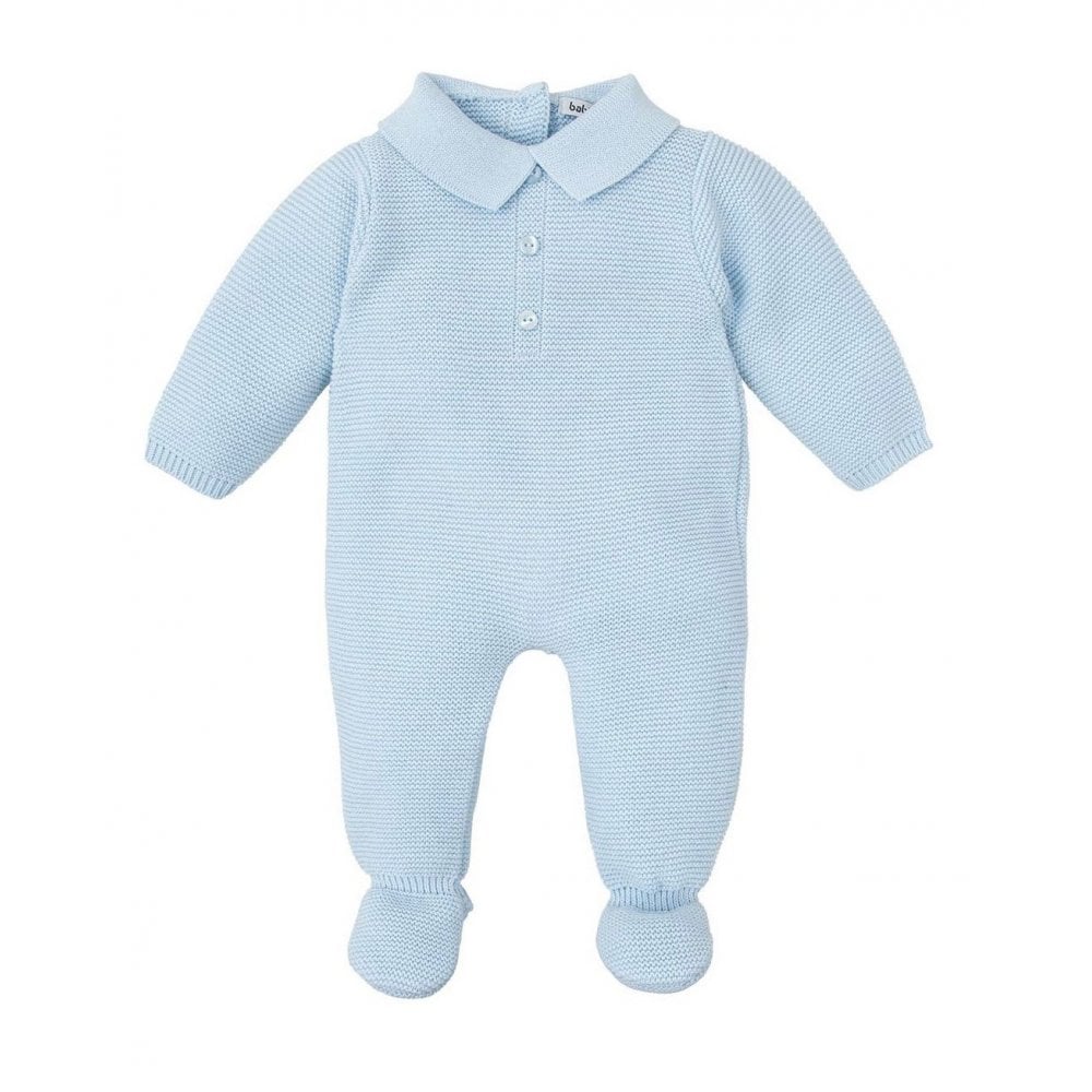 12759 Blue Knitted Romper With Hat