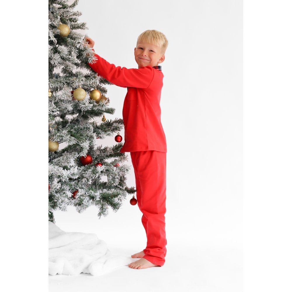 Christmas Pyjamas Plain Red Tartan