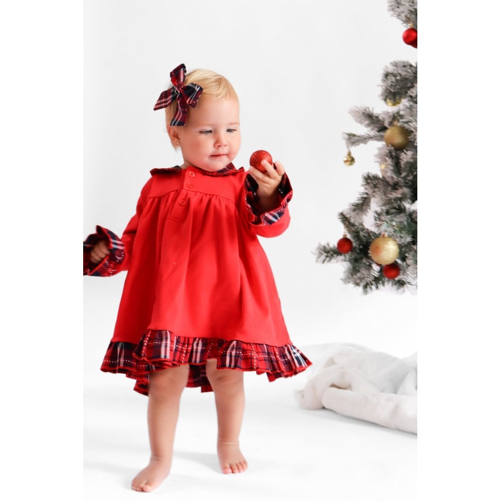 Christmas Girls Night Dress Red Tartan