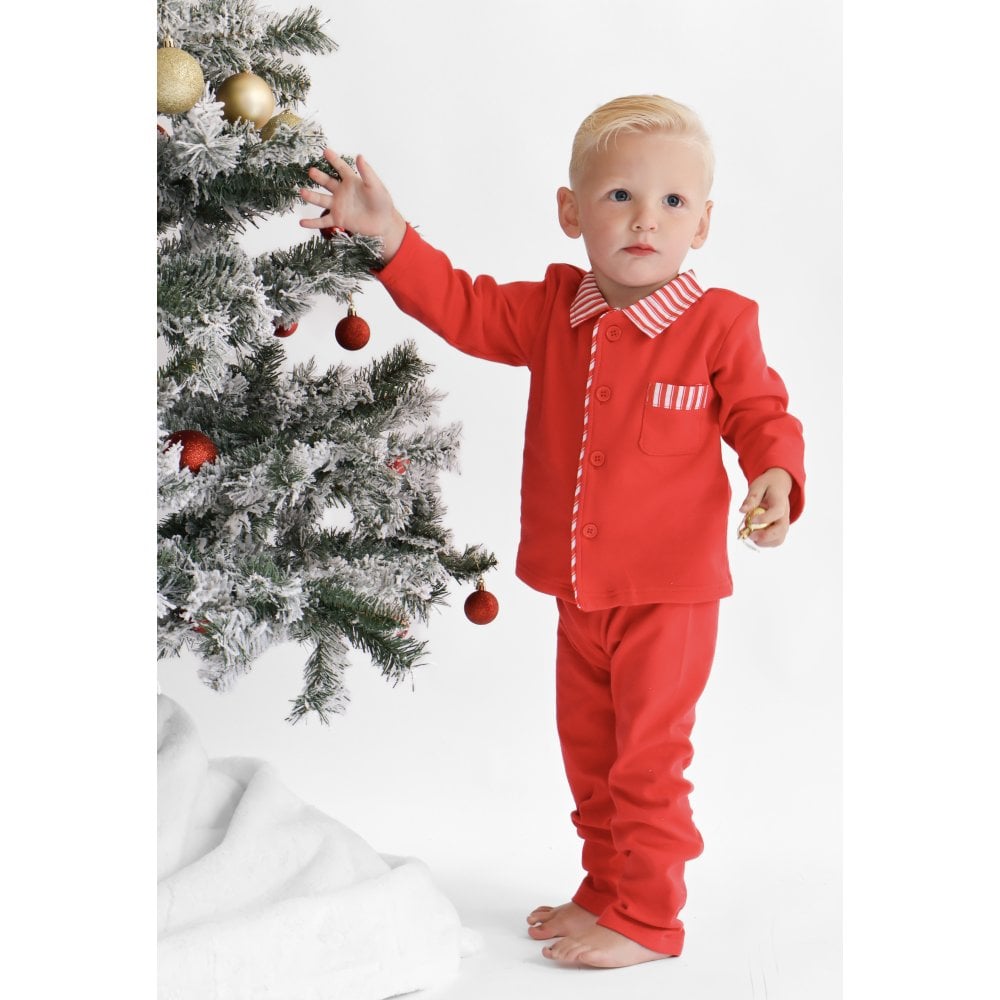 Christmas Pyjamas Plain Red Stripe