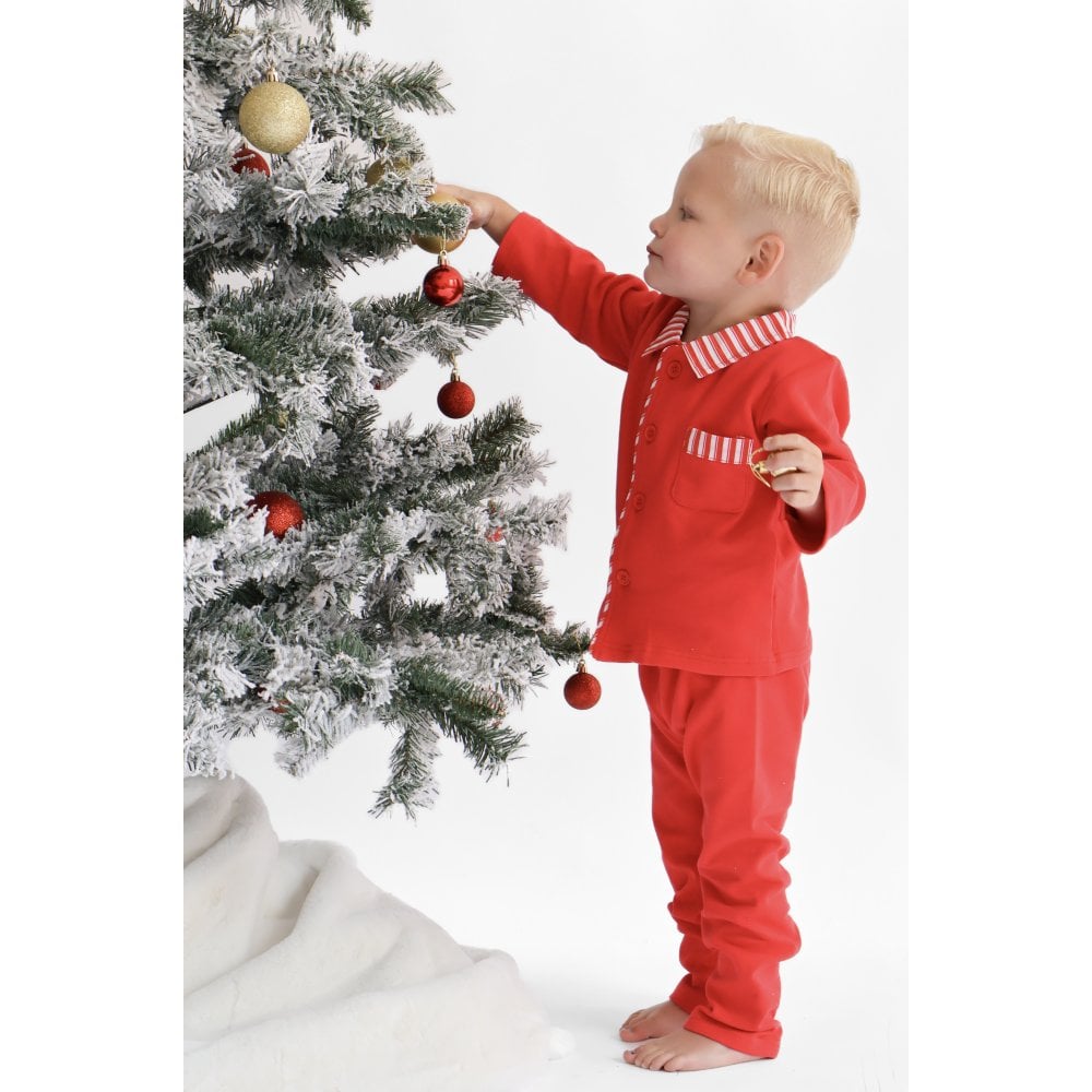 Christmas Pyjamas Plain Red Stripe